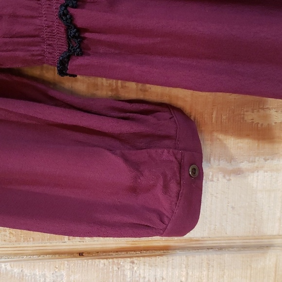 Anthropologie Maeve Galan Burgundy Maroon Tassel Tie Dress Size S - Picture 7 of 10